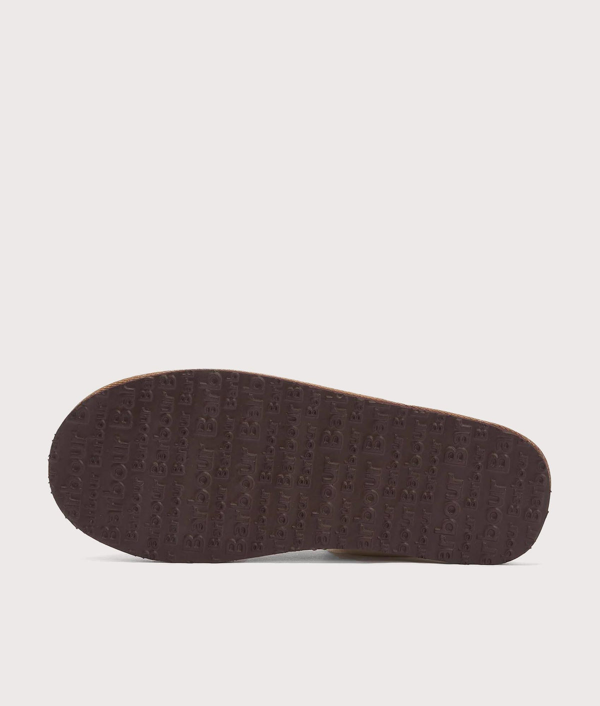 Barbour Lifestyle Everitt Mule Slippers in Camel at EQVVS Menswear. Tread shot.