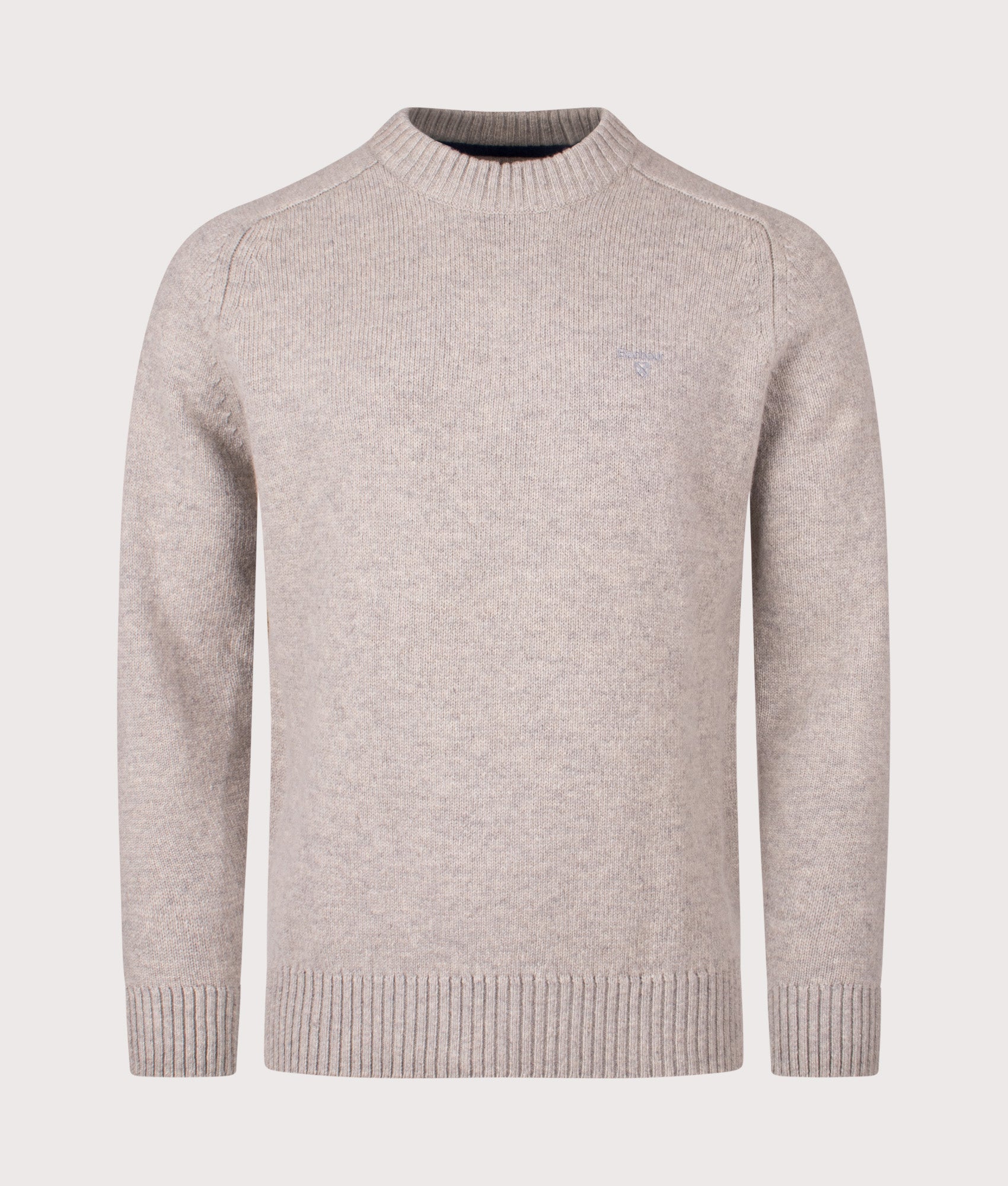 Grangetown Crew Neck Jumper in Light Grey | Barbour Lifestyle | EQVVS | Front shot
