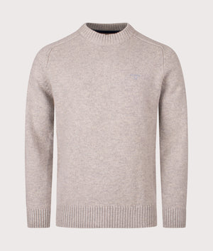 Grangetown Crew Neck Jumper in Light Grey | Barbour Lifestyle | EQVVS | Front shot