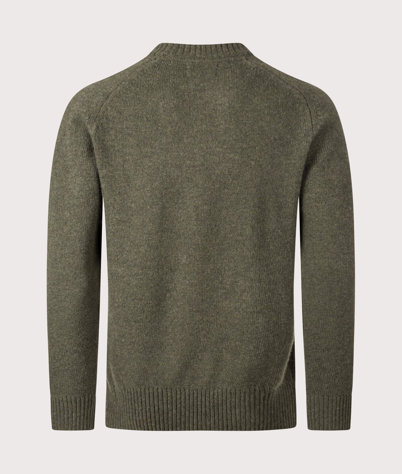 Grangetown Crew Neck Jumper in Mid Olive | Barbour Lifestyle | EQVVS | Back shot 
