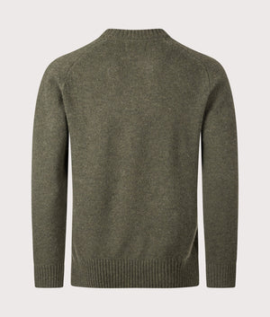 Grangetown Crew Neck Jumper in Mid Olive | Barbour Lifestyle | EQVVS | Back shot 