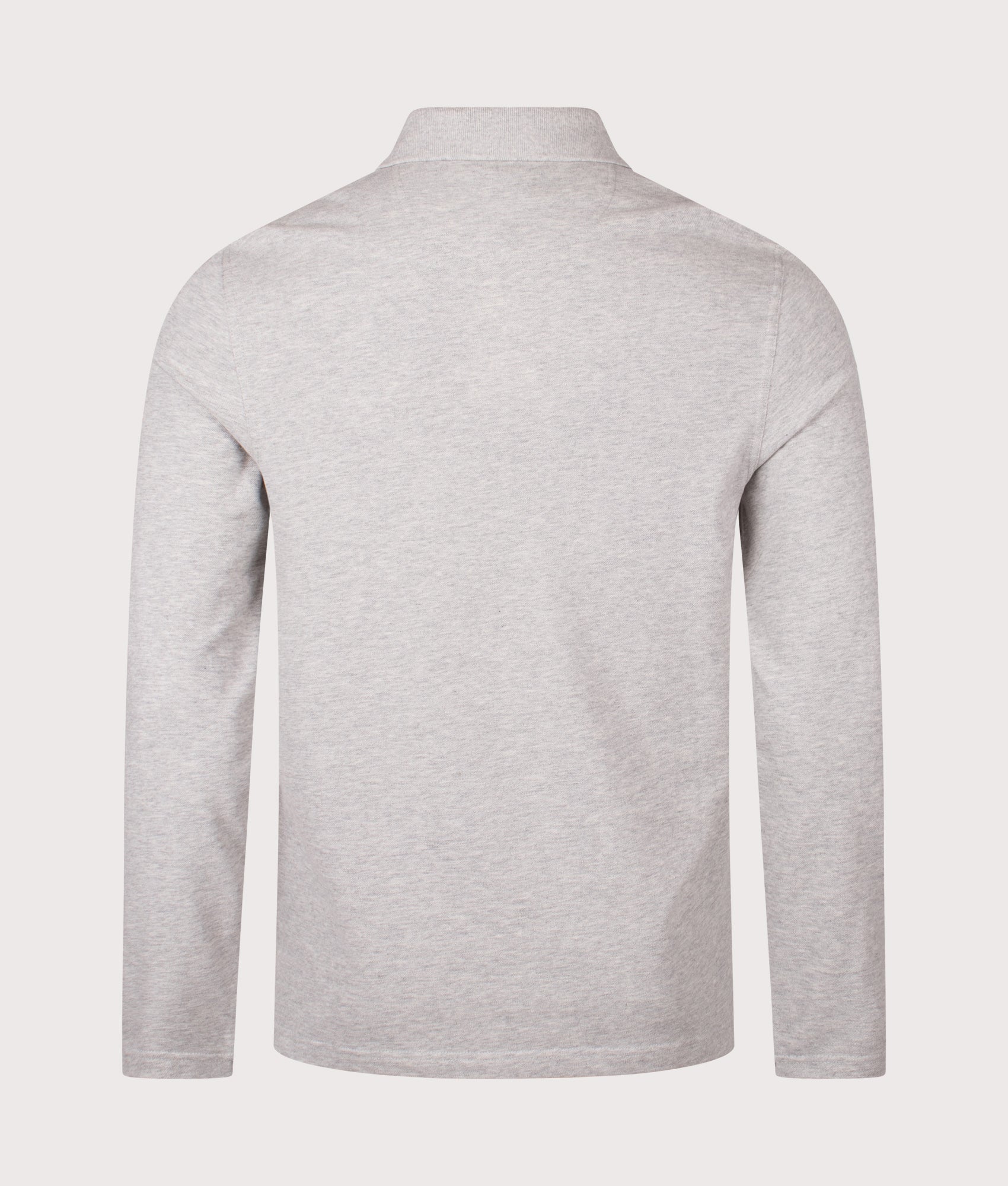 Blaine Tailored Long Sleeve Polo Shirt in Grey Marl | Barbour Lifestyle | Shot at EQVVS | Back shot 