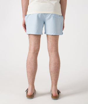 Staple Logo 5' Swim Shorts. Shot by EQVVS. Back shot.