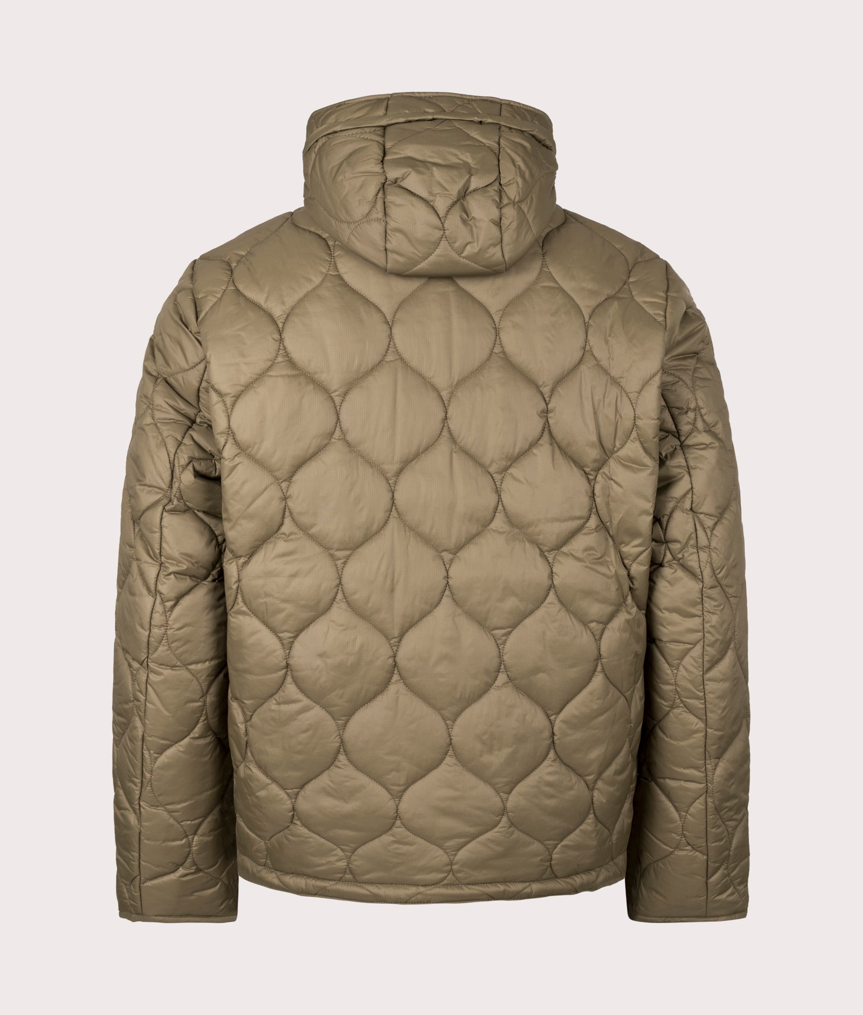 Re-Engineered Hooded Spey Quilted Jacket by Barbour in Beech. Shot by EQVVS. Back shot.