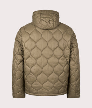 Re-Engineered Hooded Spey Quilted Jacket by Barbour in Beech. Shot by EQVVS. Back shot.
