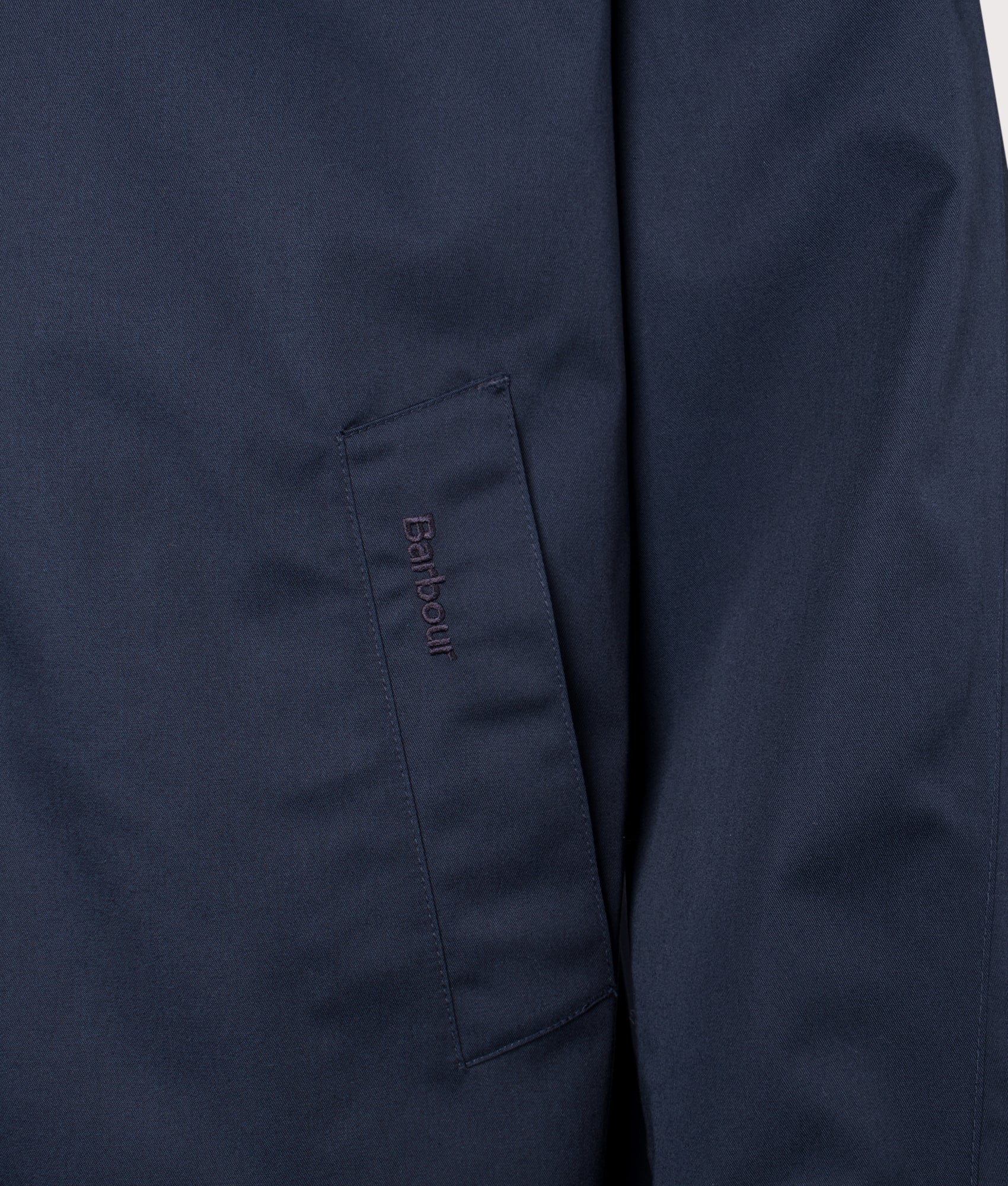 Lorden Waterproof Mac in Navy | Barbour Lifestyle | Shot at EQVVS | Front detail shot 
