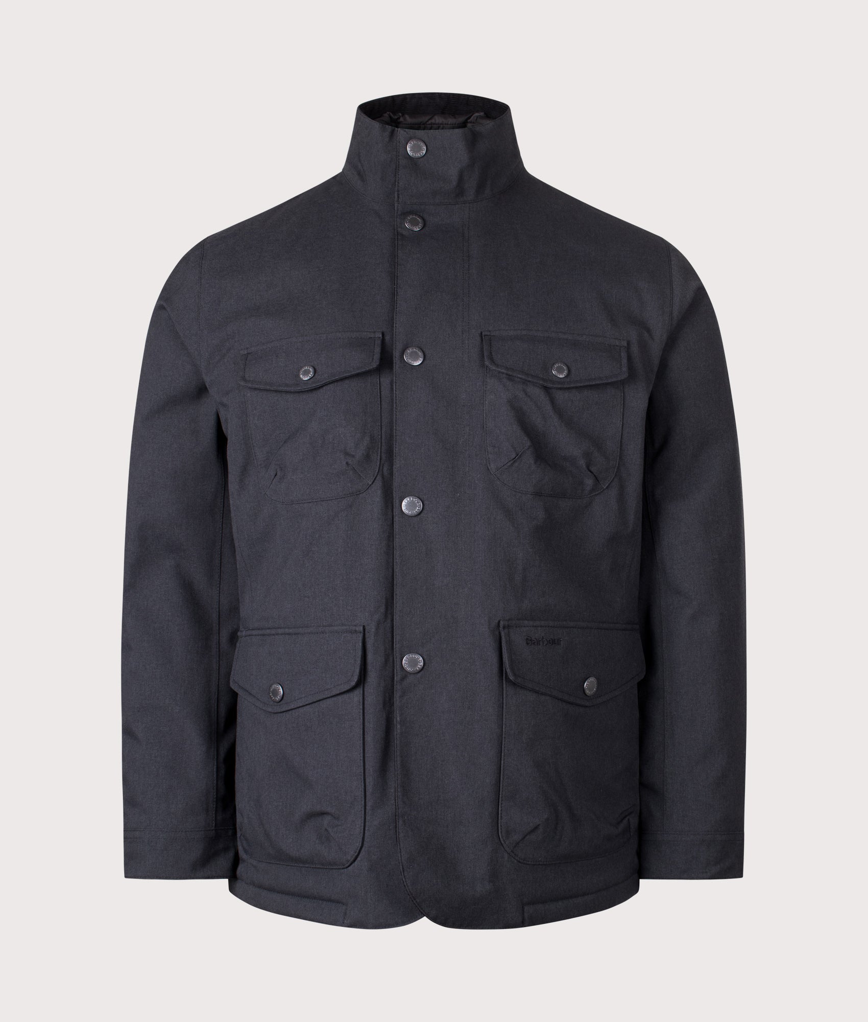 Winter Ogston Waterproof Jacket in Black | Barbour Lifestyle | EQVVS | Front shot 