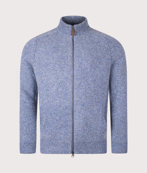 Talder Zip Through Jumper in Blue Stone | 100% Lambswool | Barbour Lifestyle | EQVVS | Front shot 
