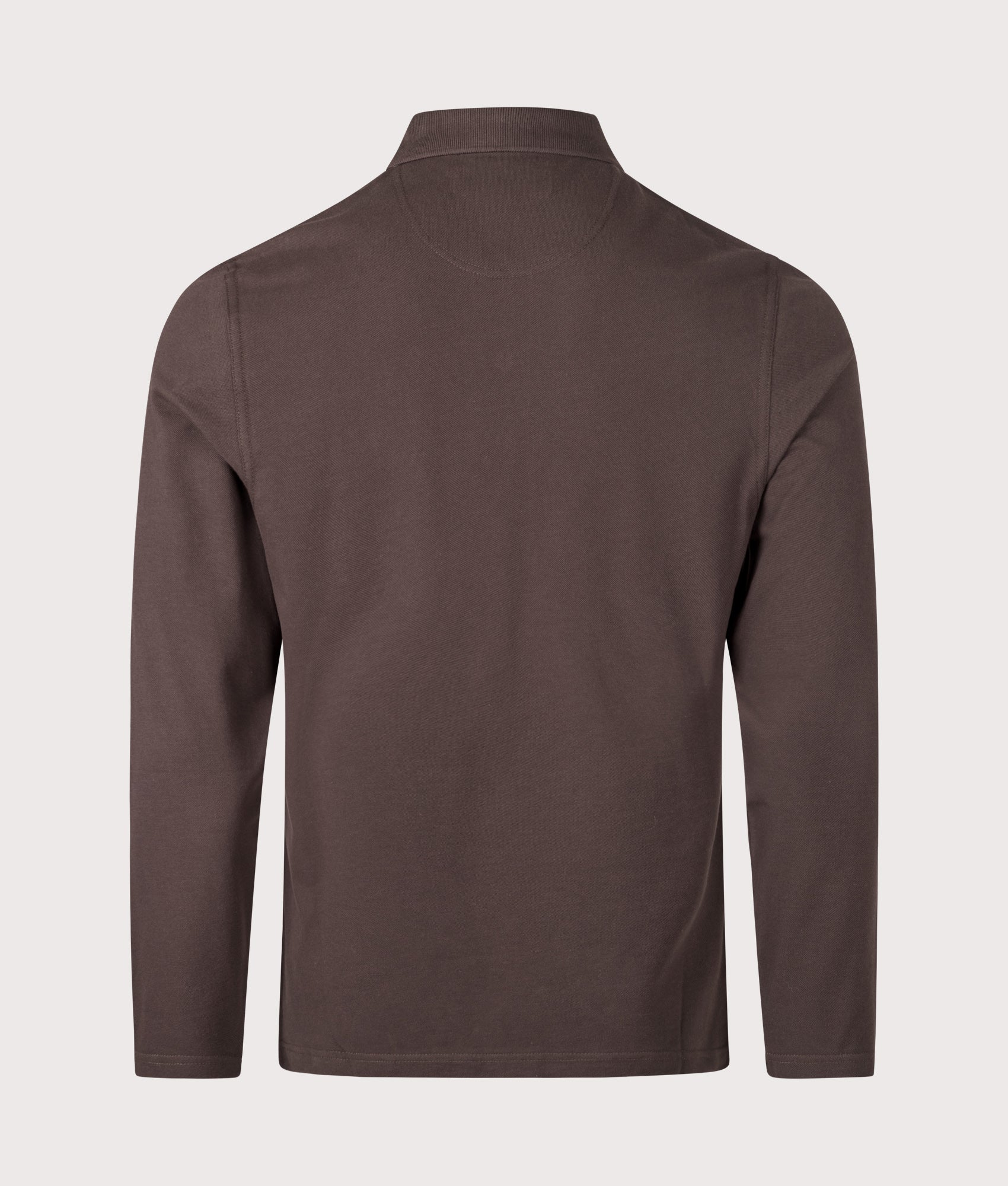 Blaine Tailored Long Sleeve Polo Shirt in Dark Oakway | 100% Cotton| Barbour Lifestyle | EQVVS | Back shot 