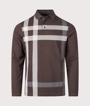 Blaine Tailored Long Sleeve Polo Shirt in Dark Oakway | 100% Cotton| Barbour Lifestyle | EQVVS | Front shot 