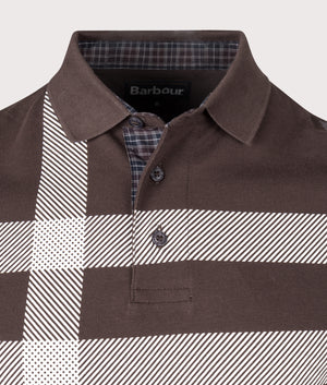 Blaine Tailored Long Sleeve Polo Shirt in Dark Oakway | 100% Cotton| Barbour Lifestyle | EQVVS | Front detail shot 