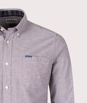 Marsden Tailored Oxford Shirt in Dark Oak | Barbour Lifestyle | EQVVS | Front detail shot 