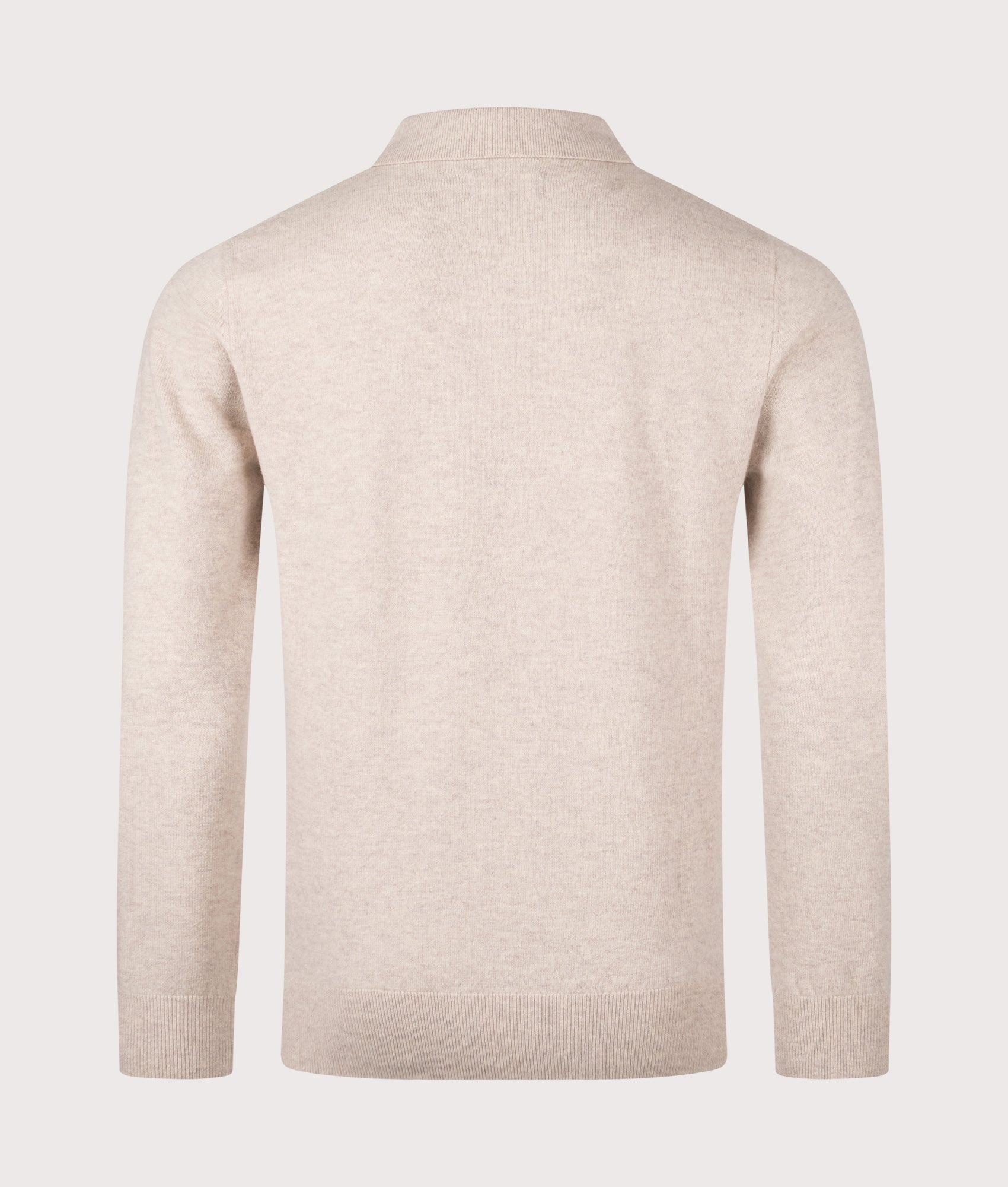Hutherston Knitted Long Sleeve Polo Shirt in Mist Marl | 100% Wool | Barbour Lifestyle | EQVVS | Back shot 