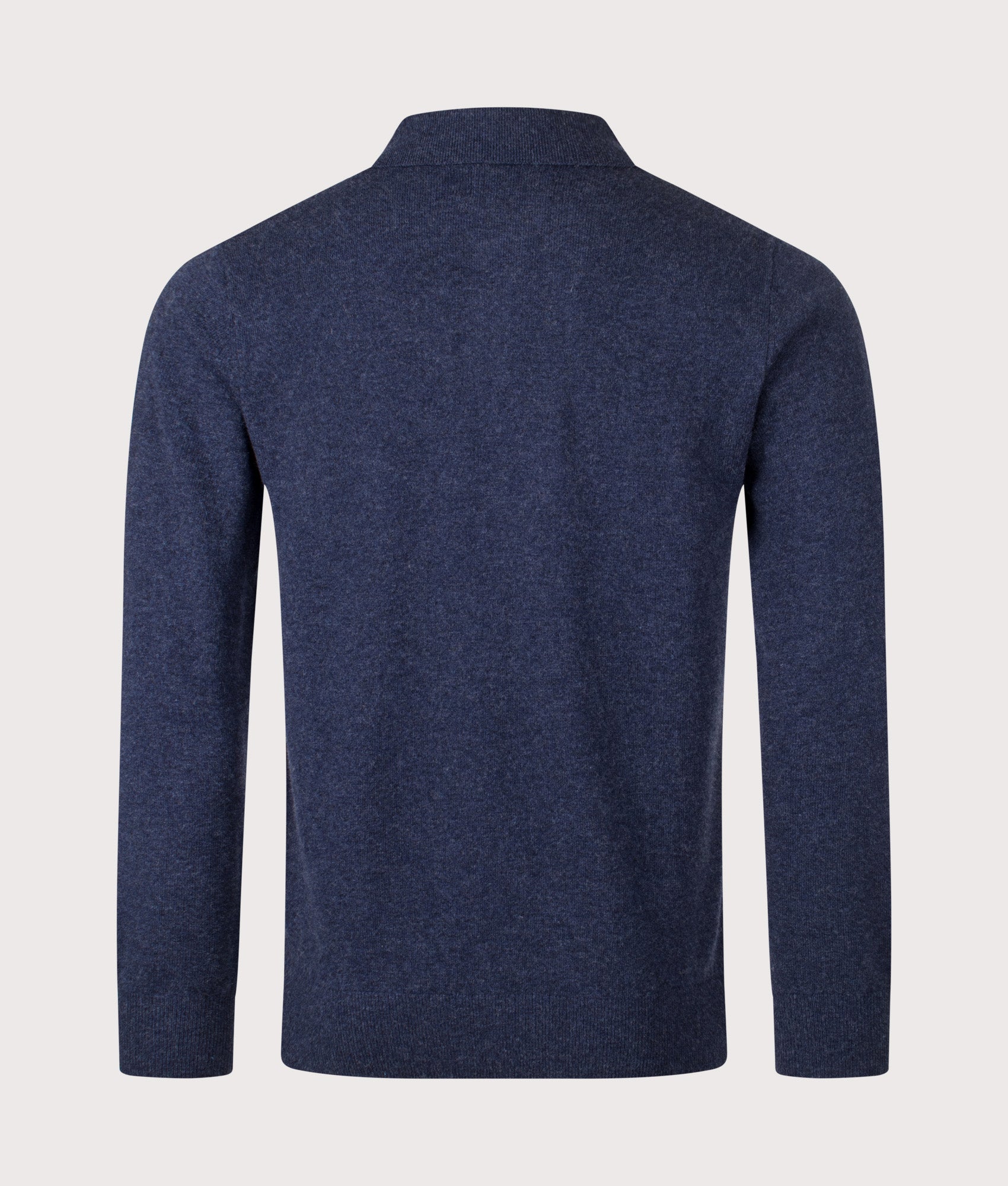 Hutherston Knitted Long Sleeve Polo Shirt in Navy Marl | 100% Wool| Barbour Lifestyle | EQVVS |  Back shot 