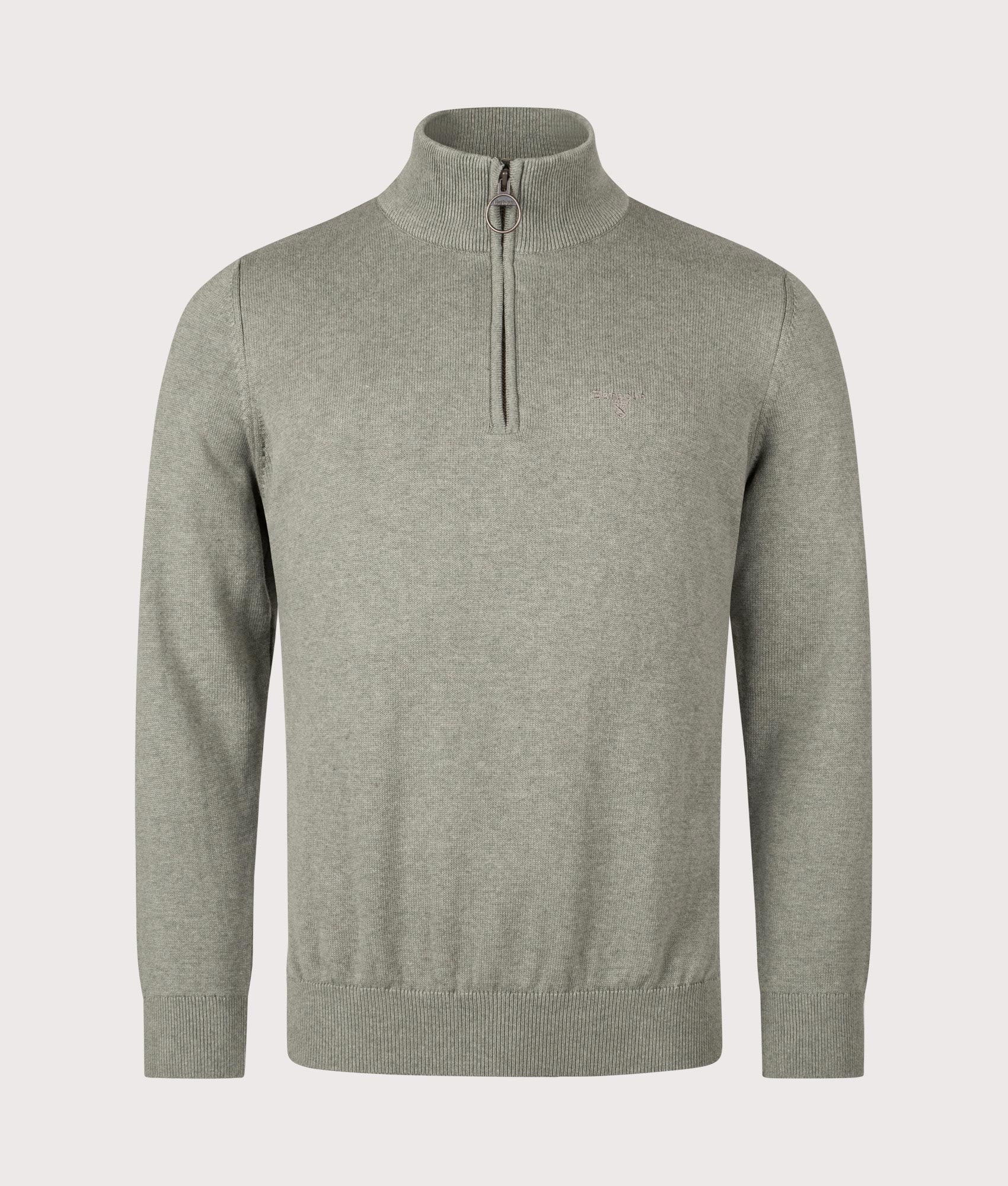 Quarter Zip Cotton Knit in Thyme | Barbour Lifestyle | EQVVS | Front shot 