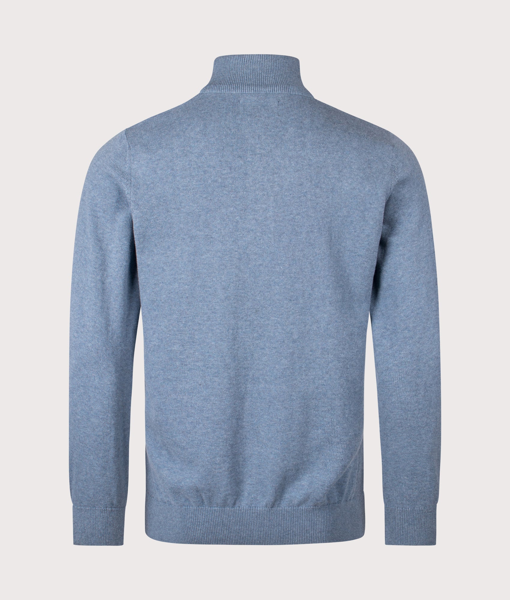 Quarter Zip Cotton Knit in Stone Blue | Barbour Lifestyle | EQVVS | Back shot 