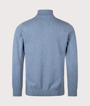 Quarter Zip Cotton Knit in Stone Blue | Barbour Lifestyle | EQVVS | Back shot 