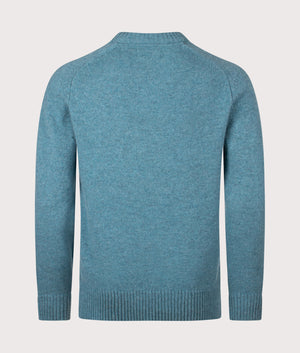 Grangetown Crew Neck Jumper in Stone Blue | 100% Wool | Barbour Lifestyle | EQVVS | Back shot 