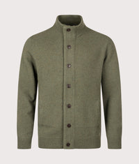 Essential Patch Zip Through Knitted Jumper: OL51 Olive 