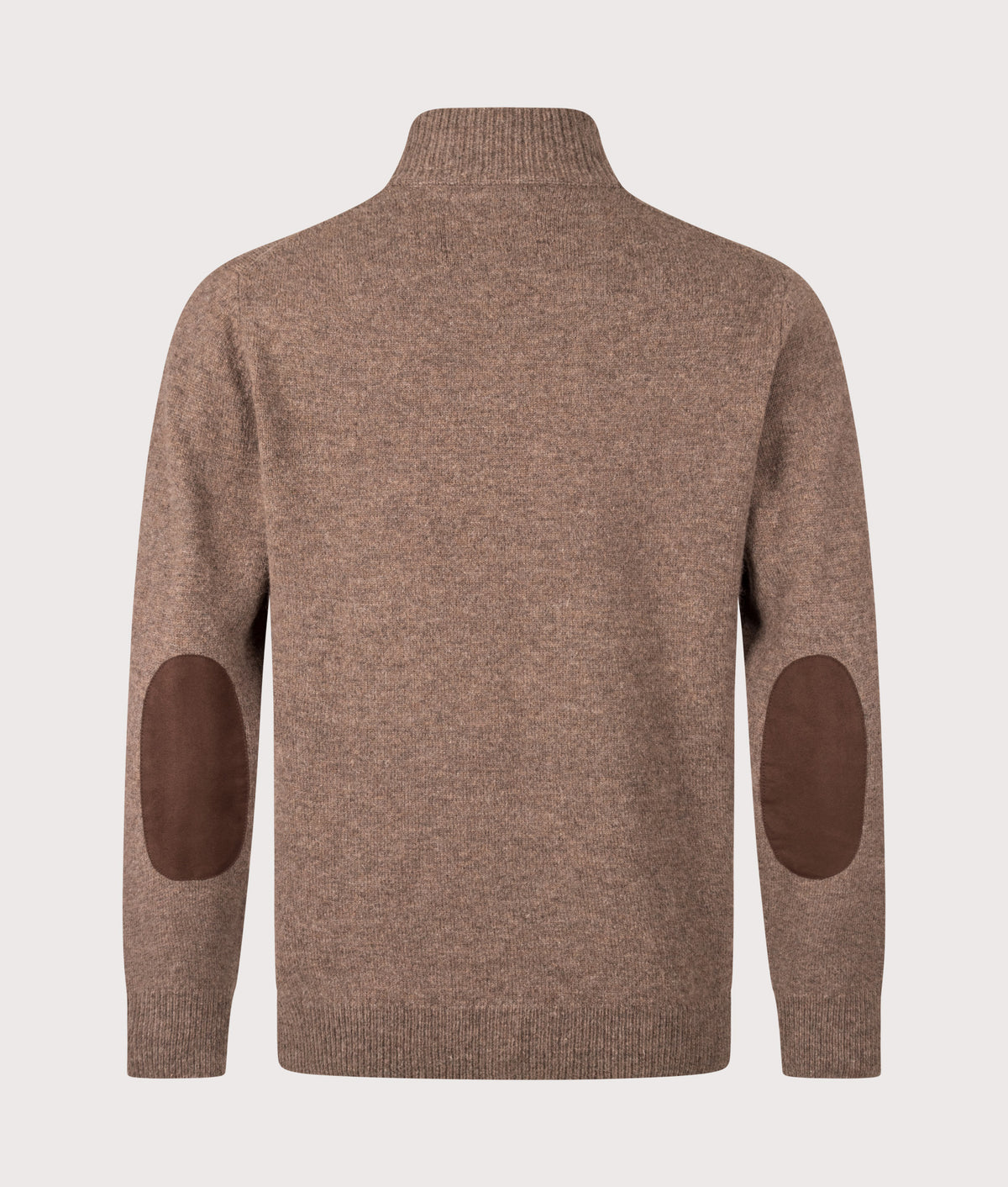 Barbour Lifestyle Essential Patch Zip Through Knitted Jumper in Dark Stone at EQVVS Menswear. Back shot.