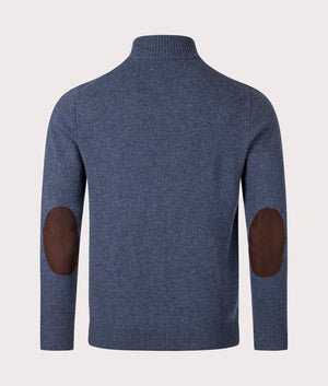 Barbour Lifestyle Essential Patch Half Zip Knitted Jumper in Dark Indigo at EQVVS Menswear. Back shot.
