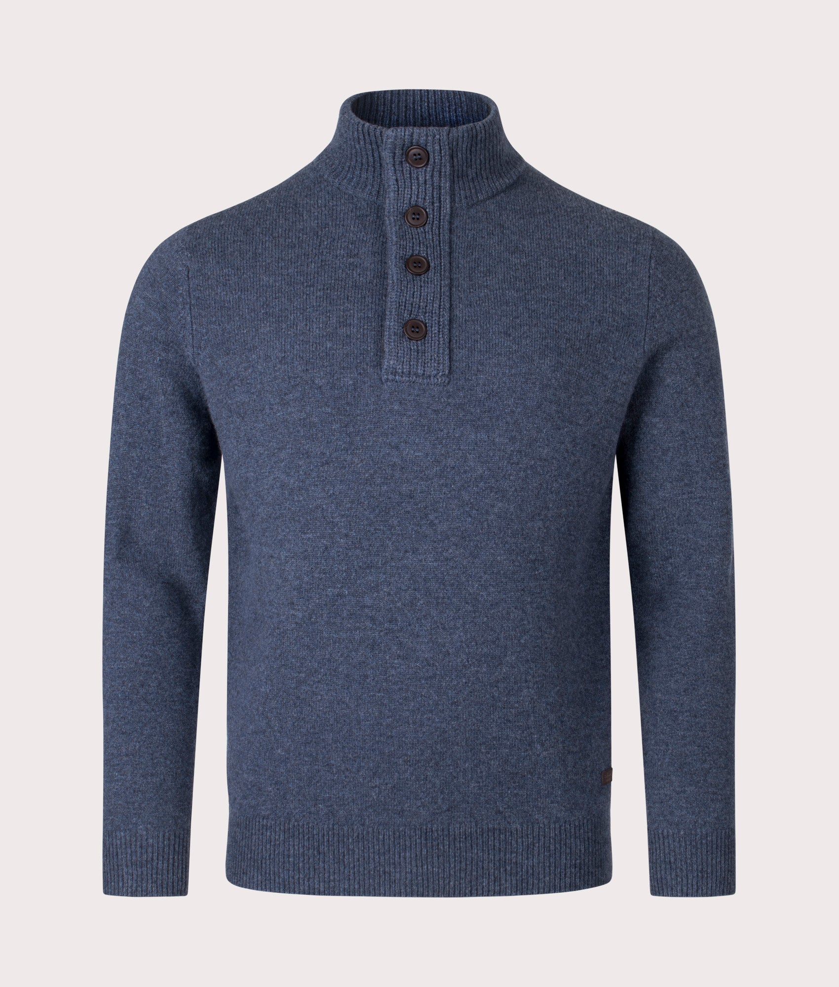 Barbour Lifestyle Essential Patch Half Zip Knitted Jumper in Dark Indigo at EQVVS Menswear. Front shot.