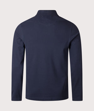 Blaine Tailored Long Sleeve Polo Shirt in Navy | Barbour Lifestyle | Shot at EQVVS | Back shot 