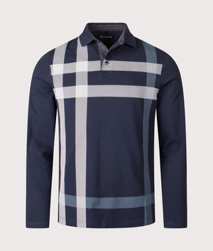 Blaine Tailored Long Sleeve Polo Shirt in Navy | Barbour Lifestyle | Shot at EQVVS | Front shot