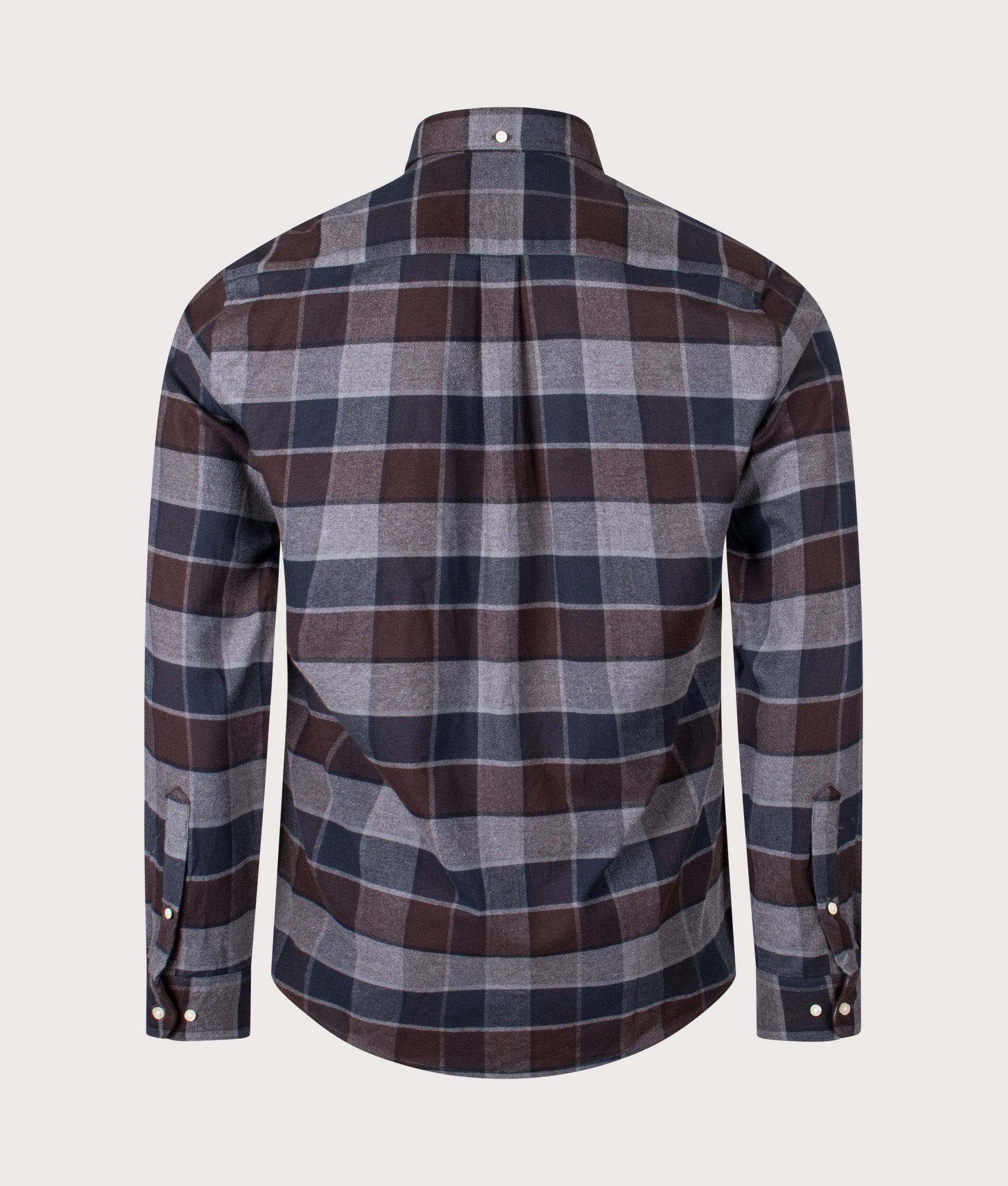 Valley Tailored Checked Shirt in Dark Oak | 100% Cotton | Barbour Lifestyle | EQVVS | Back shot 