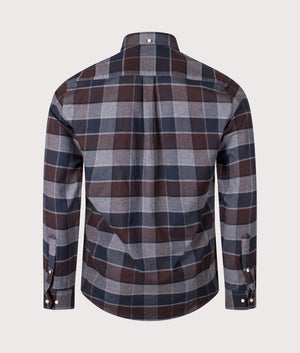 Valley Tailored Checked Shirt in Dark Oak | 100% Cotton | Barbour Lifestyle | EQVVS | Back shot 