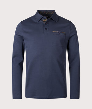 Corpatch Tailored Long Sleeve Polo Shirt in Navy | Barbour Lifestyle | Shot at EQVVS | Front shot