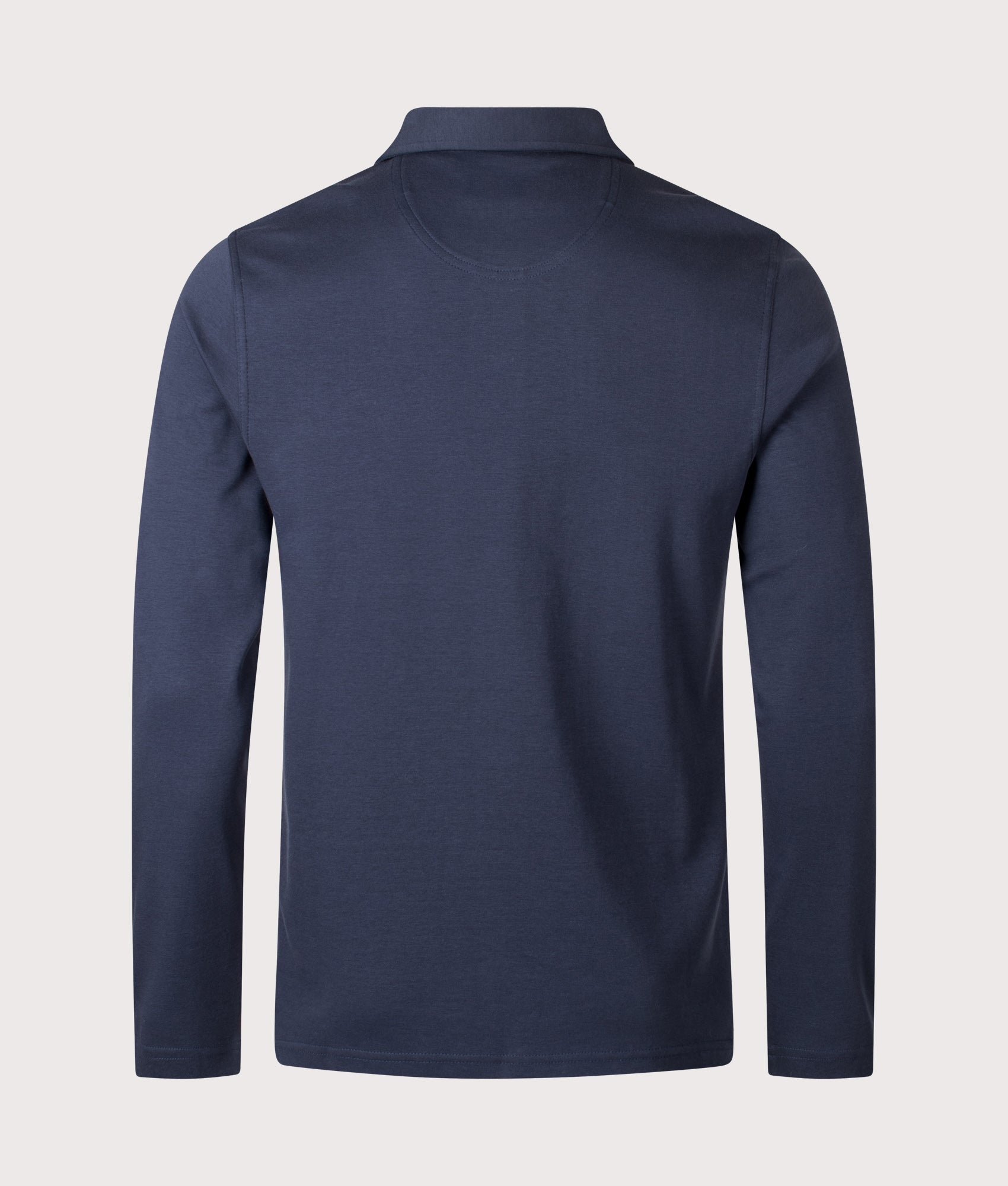 Corpatch Tailored Long Sleeve Polo Shirt in Navy | Barbour Lifestyle | Shot at EQVVS | Back shot 