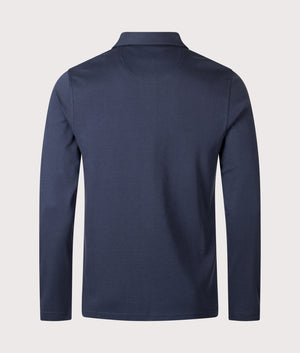 Corpatch Tailored Long Sleeve Polo Shirt in Navy | Barbour Lifestyle | Shot at EQVVS | Back shot 
