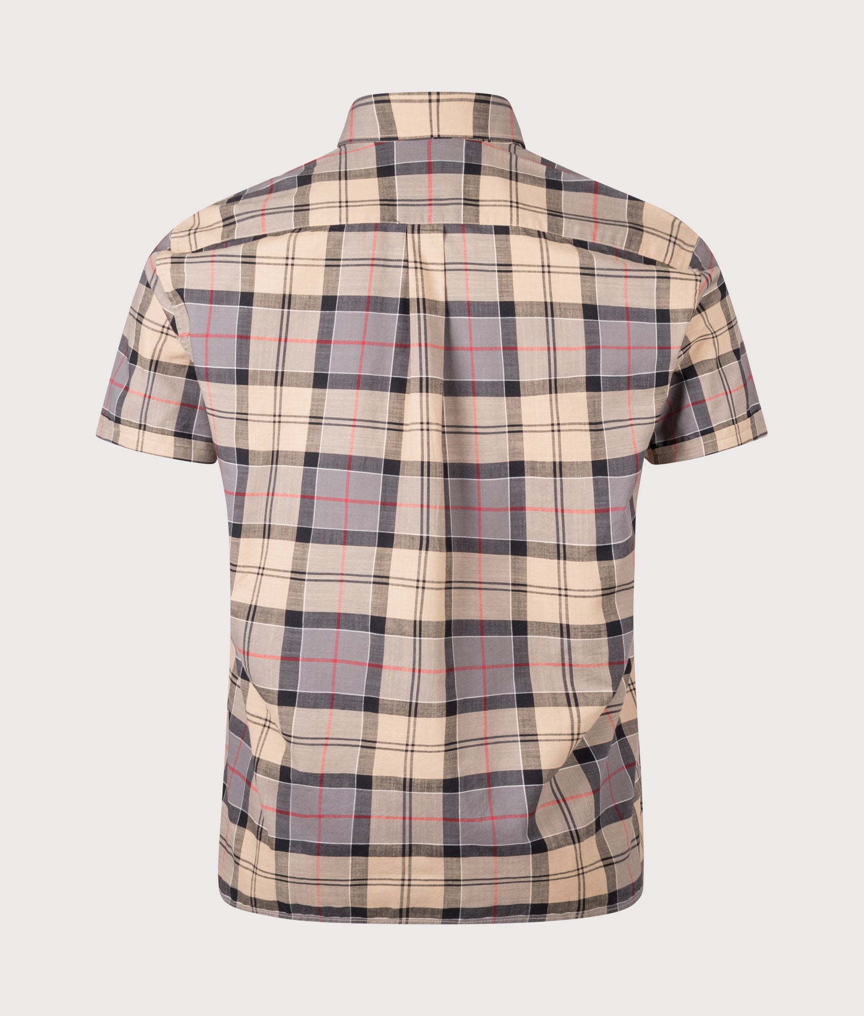 Barbour Gordon Short Sleeve Shirt in Dress Tartan at EQVVS Menswear. Back shot.