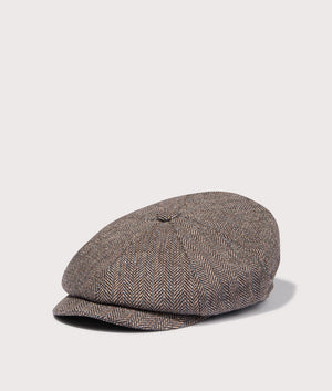Fyne Baker Boy Cap in Brown | Barbour Lifestyle | EQVVS | Front angle shot 