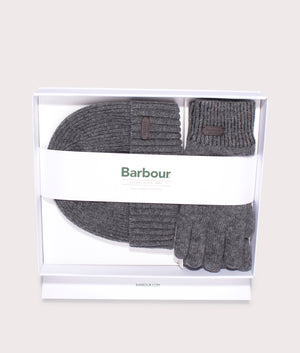 Carlton Beanie and Gloves Gift Set in Grey | Barbour Lifestyle | EQVVS |  Box shot 