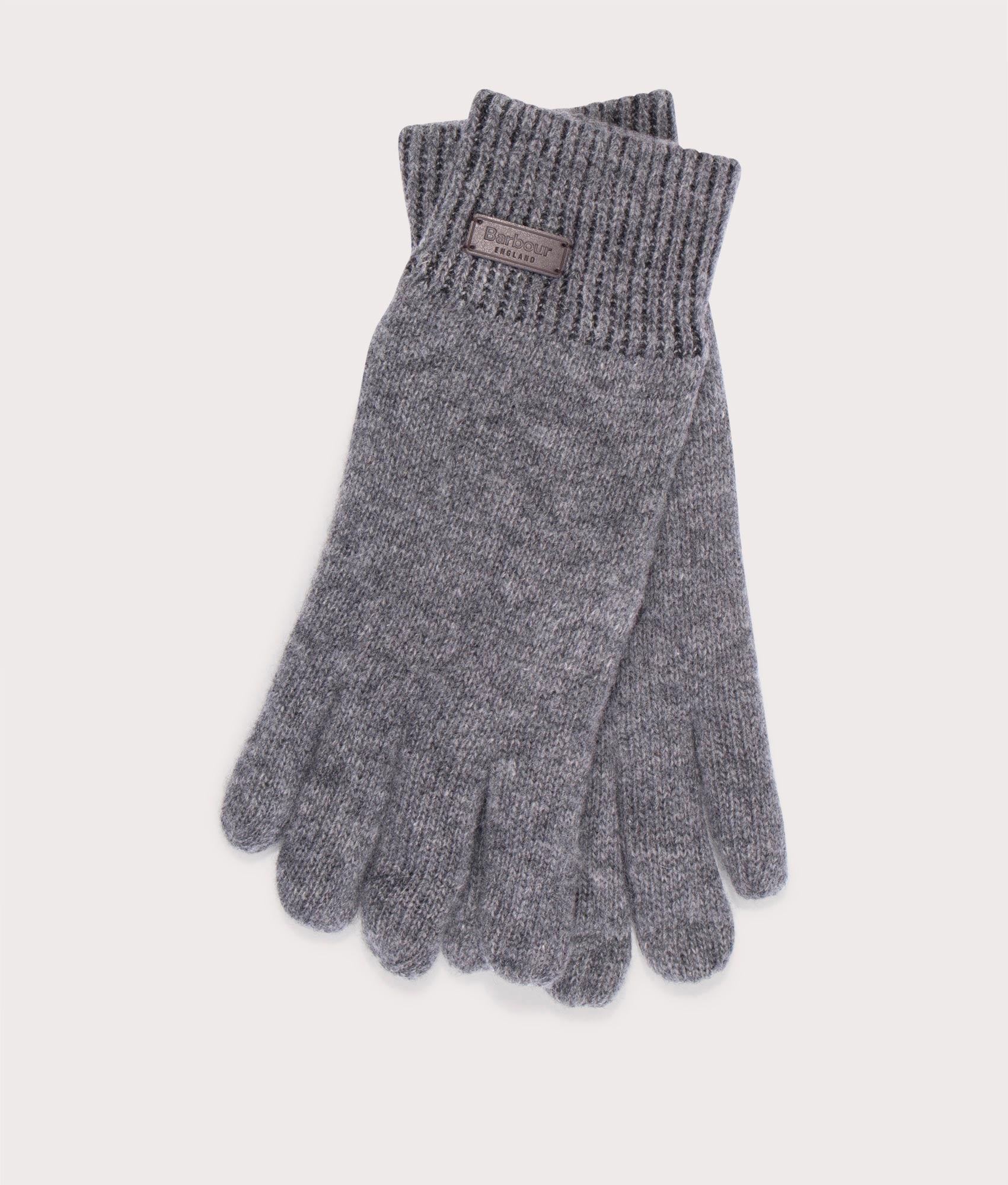 Carlton Beanie and Gloves Gift Set in Grey | Barbour Lifestyle | EQVVS | Gloves shot 