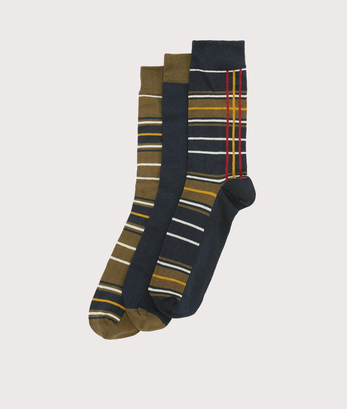 Barbour Lifestyle Tartan Socks Gift Box in classic tartan at EQVVS Menswear. Front shot.
