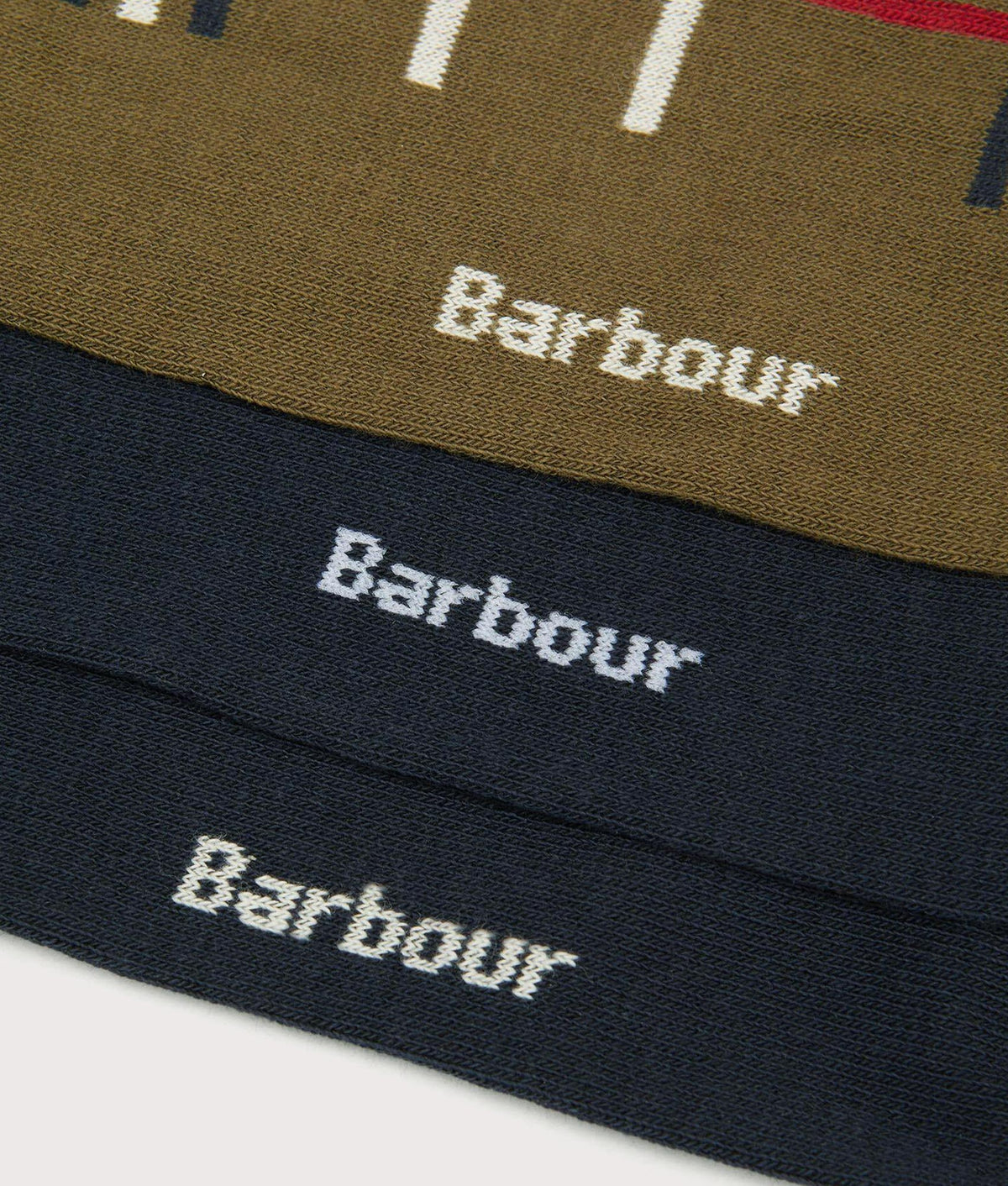 Barbour Lifestyle Tartan Socks Gift Box in classic tartan at EQVVS Menswear. Detail shot.