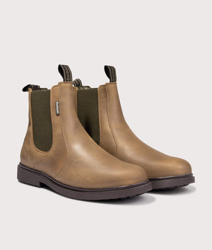Hale Chelsea Boots in Tan | Leather | Barbour Lifestyle | EQVVS | Front angle shot 