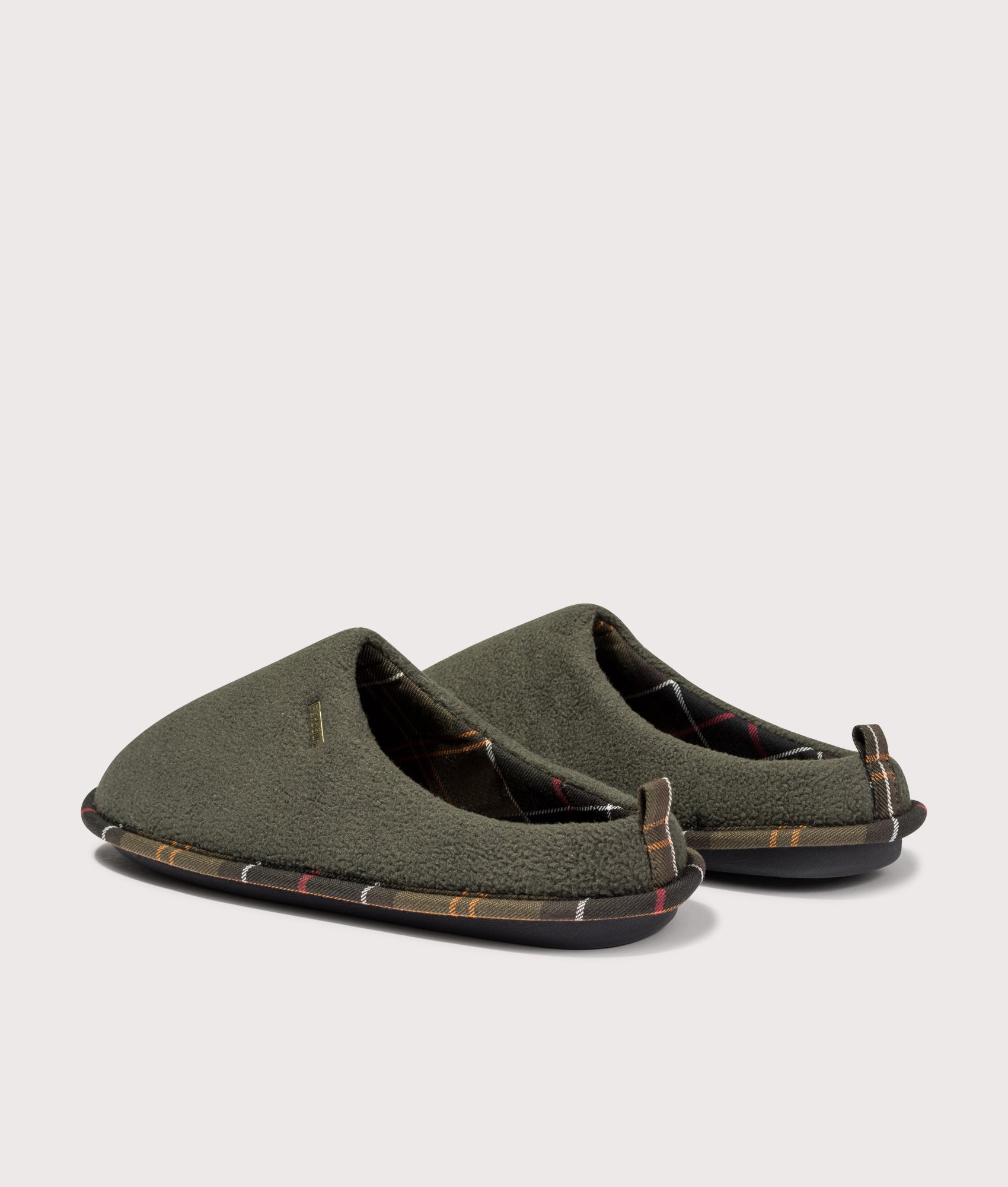 Hexham Slippers in Olive | Leather | Barbour Lifestyle | EQVVS | Back angle shot 