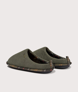 Hexham Slippers in Olive | Leather | Barbour Lifestyle | EQVVS | Back angle shot 