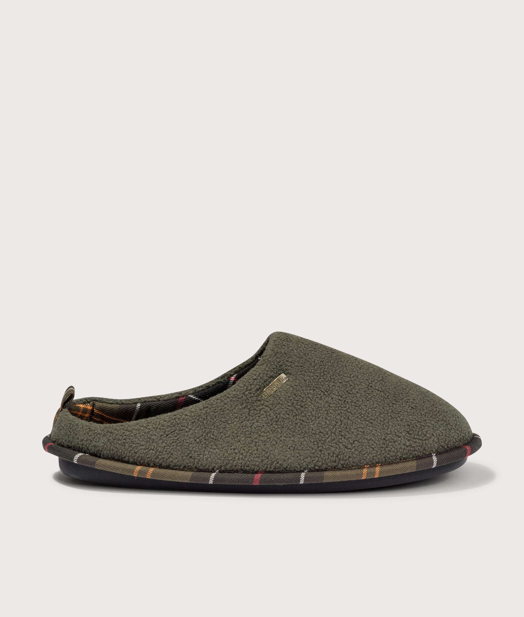 Hexham Slippers in Olive | Leather | Barbour Lifestyle | EQVVS | Side shot 