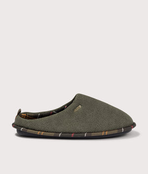 Hexham Slippers in Olive | Leather | Barbour Lifestyle | EQVVS | Side shot 