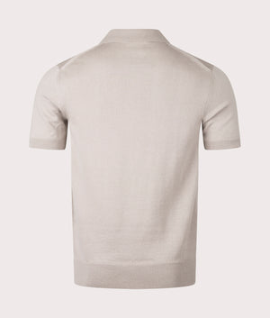 Fred Perry Classic Knitted Polo Shirt Back Shot at EQVVS in Dark Oatmeal Beige 