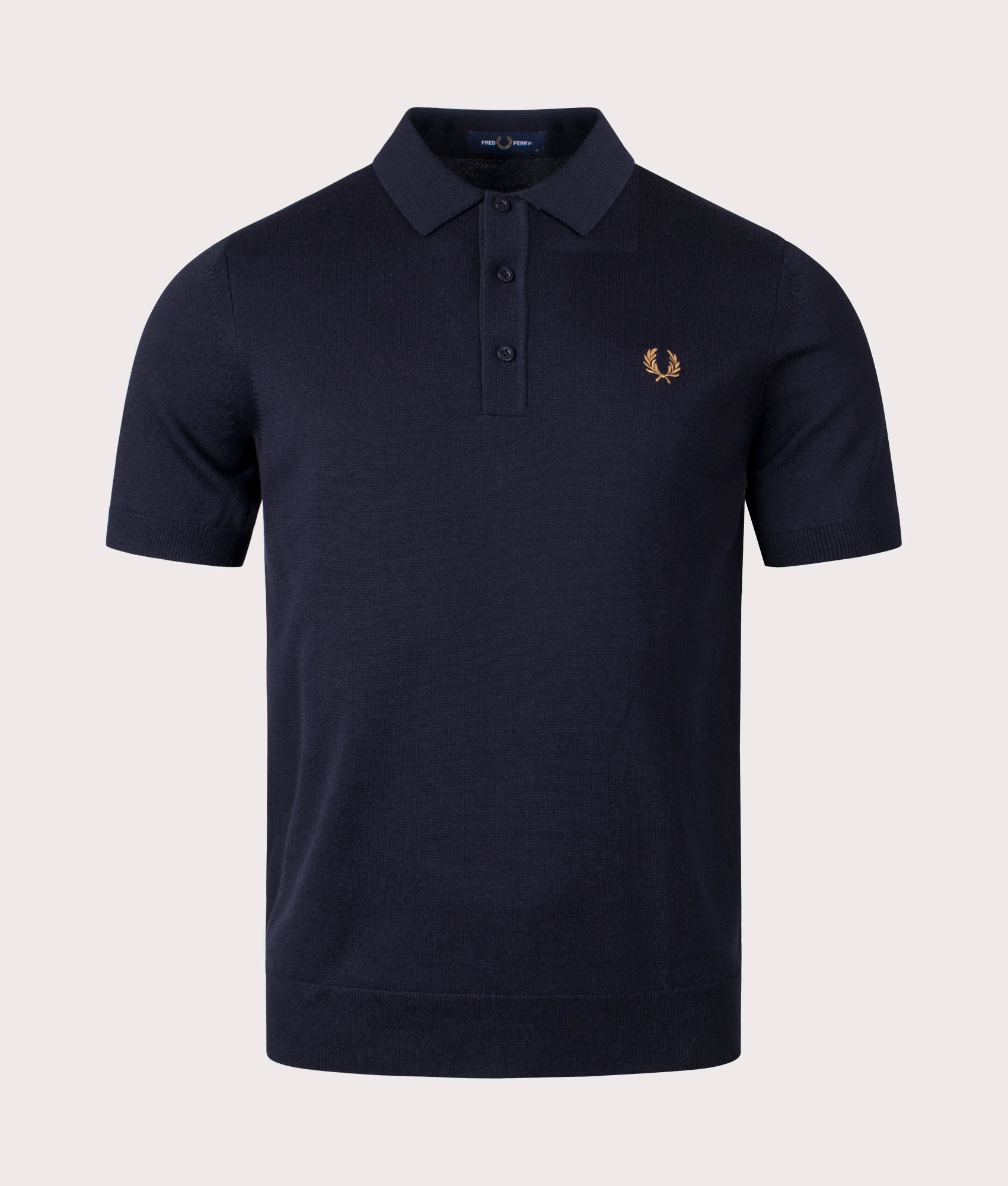 Classic Knitted Polo Shirt in Navy | Fred Perry | EQVVS front shot