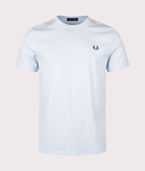 Ringer T-Shirt in Light Ice/Midnight Blue by Fred Perry. EQVVS Front Angle Shot.