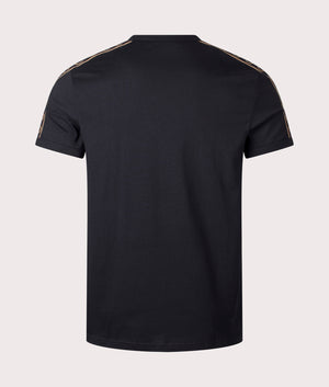 Contrast Tape Ringer T-Shirt in Black Warm Stone by Fred Perry. EQVVS Back Angle Shot.