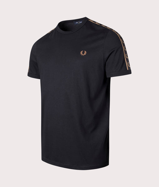 Contrast Tape Ringer T-Shirt Black/Warm Stone | Fred Perry | EQVVS