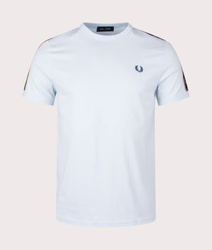 Contrast Tape Ringer T-Shirt in Light Ice/Warm Grey by Fred Perry. EQVVS Front Angle Shot.